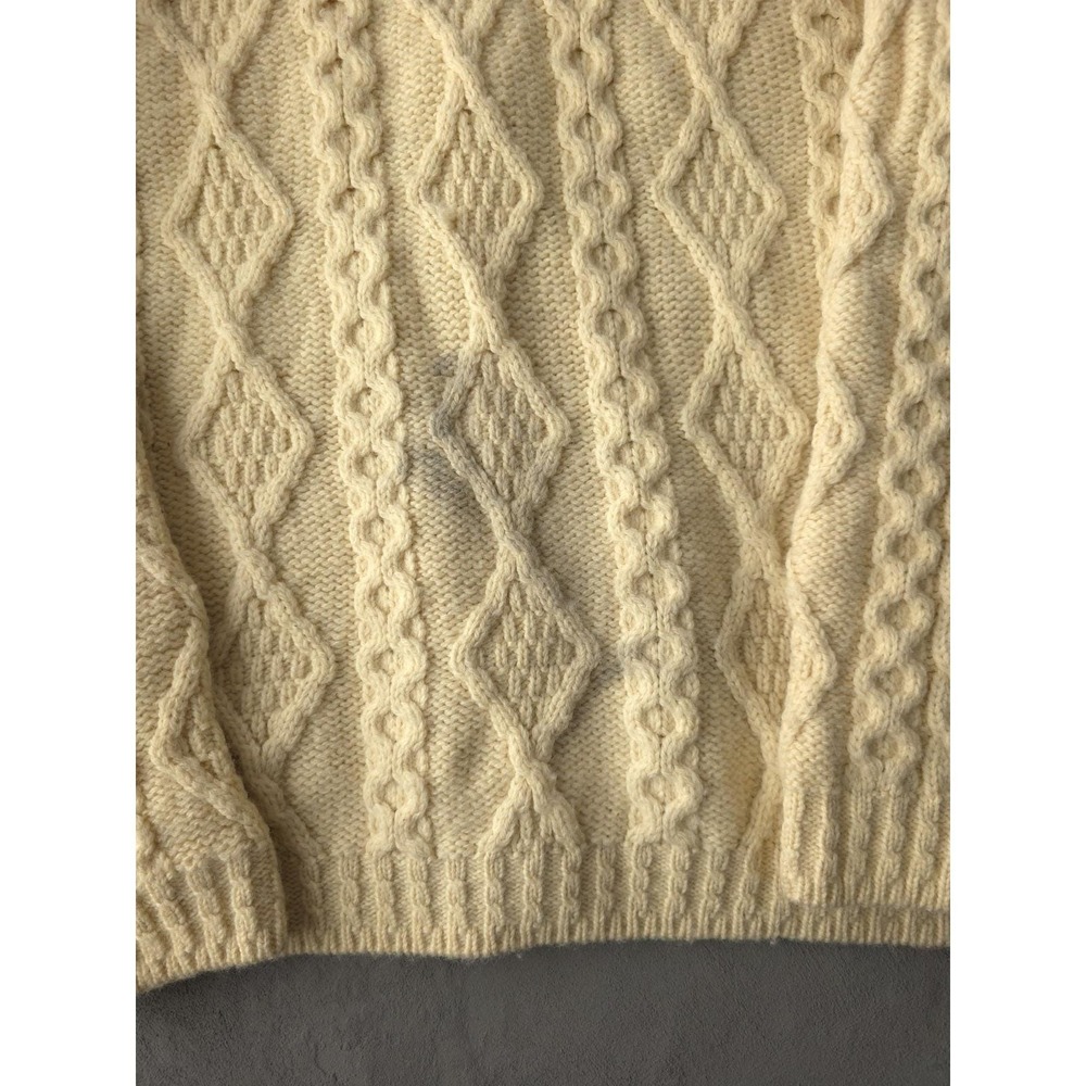 Vintage 1990s L.L. Bean Cable Knit Wool Heavyweight Cardigan Sweater XL Ireland - Picture 7 of 10